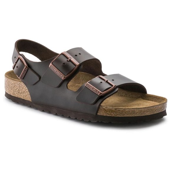 Birkenstock Shoes - NEW Birkenstock Milano Soft Footbed Smooth Leather Amalfi Testa Di Moro Sandals
